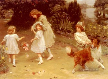 Amor a primera vista niños idílicos Arthur John Elsley Pinturas al óleo